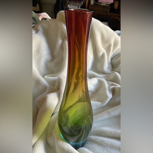 Multi-Colored MCM Art Glass Vase Extraordinary Vivid Spectrum of Colors … - Picture 3 of 10